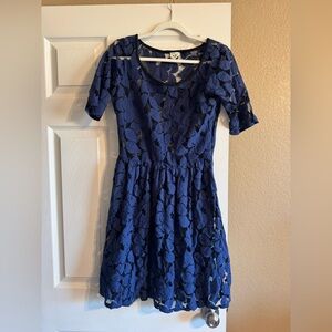 Anthropologie Made in San Francisco Navy Lace Dress